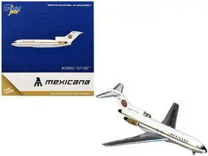 Boeing 727-100 Commercial Aircraft "Mexicana de Aviacion" (XA-SEJ) White with Gold 1/400 Diecast Model Airplane by GeminiJets Boeing 727-100 Commercial Aircraft "Mexicana de Aviacion" (XA-SEJ) White with Gold 1/400 Diecast Model Airplane by GeminiJets