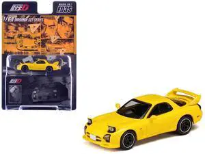 Mazda RX-7 (FD3S) RHD Yellow "Initial D" (1995-2013) Manga "Diorama Set Series" 1/64 Diecast Model Car by Hobby Japan Mazda RX-7 (FD3S) RHD Yellow "Initial D" (1995-2013) Manga "Diorama Set Series" 1/64 Diecast Model Car by Hobby Japan