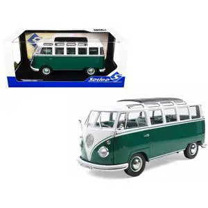 1962 Volkswagen T1 Samba Bus Green and White 1/18 Diecast Model Car by Solido 1962 Volkswagen T1 Samba Bus Green and White 1/18 Diecast Model Car by Solido