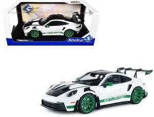 2024 Porsche 911 GT3 RS "Tribute to Carrera RS Package" White with Carbon Hood and Top & Green 1/18 Diecast Model Car by Solido 2024 Porsche 911 GT3 RS "Tribute to Carrera RS Package" White with Carbon Hood and Top & Green 1/18 Diecast Model Car by Solido