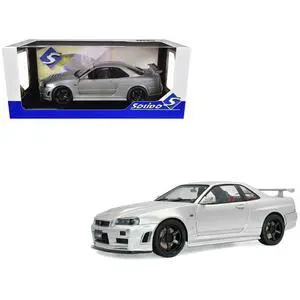 1999 Nissan Skyline GT-R (R34) Z-Tune RHD (Right Hand Drive) Silver Metallic 1/18 Diecast Model Car by Solido 1999 Nissan Skyline GT-R (R34) Z-Tune RHD (Right Hand Drive) Silver Metallic 1/18 Diecast Model Car by Solido