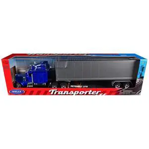 Peterbilt 379 Truck Blue Metallic with Silver Container "Transporter" Series 1/32 Diecast Model by Welly Peterbilt 379 Truck Blue Metallic with Silver Container "Transporter" Series 1/32 Diecast Model by Welly
