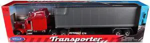 Peterbilt 379 Truck Red with Silver Container "Transporter" Series 1/32 Diecast Model by Welly Peterbilt 379 Truck Red with Silver Container "Transporter" Series 1/32 Diecast Model by Welly