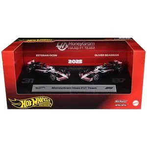 "MoneyGram Haas F1 Team" Formula One F1 World Championship (2025) 2 Piece Set Diecast Model Cars by Hot Wheels "MoneyGram Haas F1 Team" Formula One F1 World Championship (2025) 2 Piece Set Diecast Model Cars by Hot Wheels