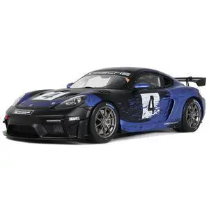 2021 Porsche Cayman 718 GT4 RS Clubsport #4 Black with Blue Graphics Limited Edition 1/18 Model Car by Otto Mobile 2021 Porsche Cayman 718 GT4 RS Clubsport #4 Black with Blue Graphics Limited Edition 1/18 Model Car by Otto Mobile