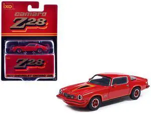 1977 Chevrolet Camaro Z28 Red with Hood Stripes 1/64 Diecast Model by IXO Models 1977 Chevrolet Camaro Z28 Red with Hood Stripes 1/64 Diecast Model by IXO Models