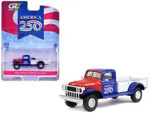 1946 Dodge Power Wagon Pickup Truck Red, White, and Blue "America 250 Edition" 1/64 Diecast Model Car by Greenlight 1946 Dodge Power Wagon Pickup Truck Red, White, and Blue "America 250 Edition" 1/64 Diecast Model Car by Greenlight