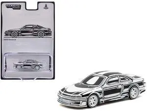 VERTEX Silvia (S14) "Designed by Joshua Vides" Black and White "Global64" Series 1/64 Diecast Model Car by Tarmac Works VERTEX Silvia (S14) "Designed by Joshua Vides" Black and White "Global64" Series 1/64 Diecast Model Car by Tarmac Works