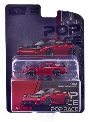 Mazda RX-7 Widebody RHD Red Metallic with Carbon Hood "Enigma Exclusive Edition" 1/64 Die Cast Model Car by Pop Race Mazda RX-7 Widebody RHD Red Metallic with Carbon Hood "Enigma Exclusive Edition" 1/64 Die Cast Model Car by Pop Race