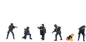 "Tactical Ops Bravo Team" 6 piece Diecast Figure Set (6 Figures) Limited Edition for 1/64 Scale Models by American Diorama "Tactical Ops Bravo Team" 6 piece Diecast Figure Set (6 Figures) Limited Edition for 1/64 Scale Models by American Diorama