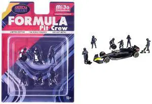 "Formula Pit Crew Team Blue" 6 piece Diecast Figure Set (6 Figures) Limited Edition for 1/64 Scale Models by American Diorama "Formula Pit Crew Team Blue" 6 piece Diecast Figure Set (6 Figures) Limited Edition for 1/64 Scale Models by American Diorama