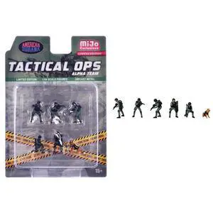 "Tactical Ops Alpha Team" 6 piece Diecast Figure Set (6 Figures) Limited Edition for 1/64 Scale Models by American Diorama "Tactical Ops Alpha Team" 6 piece Diecast Figure Set (6 Figures) Limited Edition for 1/64 Scale Models by American Diorama