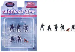 "Tactical Ops Bravo Team" 6 piece Diecast Figure Set (6 Figures) Limited Edition for 1/64 Scale Models by American Diorama "Tactical Ops Bravo Team" 6 piece Diecast Figure Set (6 Figures) Limited Edition for 1/64 Scale Models by American Diorama