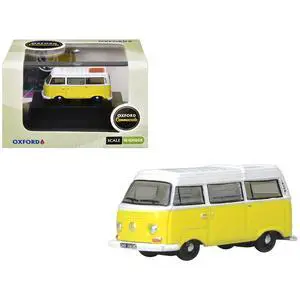 Volkswagen T2 Bay Window Camper Van Saturn Yellow and White 1/148 (N) Scale Diecast Model Car by Oxford Diecast Volkswagen T2 Bay Window Camper Van Saturn Yellow and White 1/148 (N) Scale Diecast Model Car by Oxford Diecast