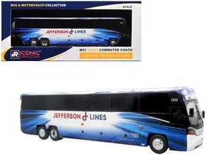MCI D4520 Commuter Coach Bus "Jefferson Lines" White with Blue Graphics 1/87 (HO) Scale Diecast Model by Iconic Replicas MCI D4520 Commuter Coach Bus "Jefferson Lines" White with Blue Graphics 1/87 (HO) Scale Diecast Model by Iconic Replicas