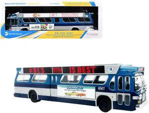 1963 GM TDH-5303 Transit Bus "MTA NYC Surface Transit" Blue Two-Tone with Graphics 1/43 Plastic Model by Iconic Replicas 1963 GM TDH-5303 Transit Bus "MTA NYC Surface Transit" Blue Two-Tone with Graphics 1/43 Plastic Model by Iconic Replicas