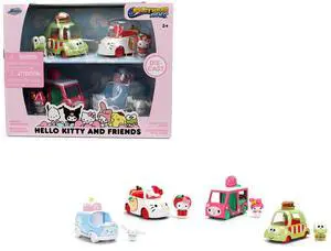 "Hello Kitty and Friends" Set of 4 Diecast Figures and Cars "Hollywood Rides" Series Diecast models by Jada "Hello Kitty and Friends" Set of 4 Diecast Figures and Cars "Hollywood Rides" Series Diecast models by Jada