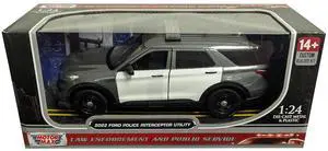 2022 Ford Police Interceptor Utility Gray Metallic w/White w/Flashing Lights & Sounds 1/24 Diecast Model Car by Motormax 2022 Ford Police Interceptor Utility Gray Metallic w/White w/Flashing Lights & Sounds 1/24 Diecast Model Car by Motormax