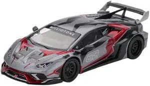 Lamborghini Huracan GT LB-WORKS "RONIN" Gray Metallic with Black and Red Graphics 1/64 Diecast Model Car by Mini GT Lamborghini Huracan GT LB-WORKS "RONIN" Gray Metallic with Black and Red Graphics 1/64 Diecast Model Car by Mini GT