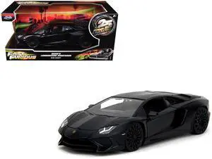 Shaw's Lamborghini Aventador Matt Black "Furious 7" (2015) Movie "Fast & Furious" Series 1/24 Diecast Car Model by Jada Shaw's Lamborghini Aventador Matt Black "Furious 7" (2015) Movie "Fast & Furious" Series 1/24 Diecast Car Model by Jada