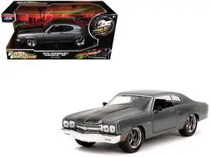 1970 Chevrolet Chevelle SS Gray Metallic with Black Stripes "Fast & Furious 25th Anniversary" 1/24 Diecast Model Car by Jada 1970 Chevrolet Chevelle SS Gray Metallic with Black Stripes "Fast & Furious 25th Anniversary" 1/24 Diecast Model Car by Jada