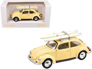 1973 Volkswagen Beetle 1303 Pastel Yellow with Roof Rack and 2 Surfboards 1/43 Diecast Model Car by Norev 1973 Volkswagen Beetle 1303 Pastel Yellow with Roof Rack and 2 Surfboards 1/43 Diecast Model Car by Norev