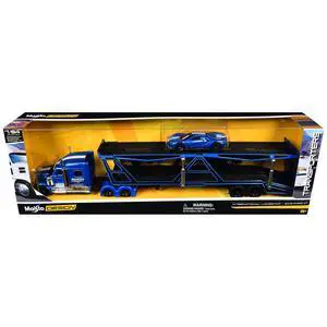 International Lonestar Hauler Blue Metallic with Graphics and 2019 Ford GT Blue Metallic w/White 1/64 Die Cast Models by Maisto International Lonestar Hauler Blue Metallic with Graphics and 2019 Ford GT Blue Metallic w/White 1/64 Die Cast Models by Maisto