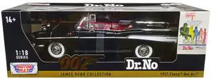 1957 Chevrolet Bel Air Convertible Black James Bond 007 "Dr. No" (1962) Movie 1/18 Diecast Model Car by Motormax 1957 Chevrolet Bel Air Convertible Black James Bond 007 "Dr. No" (1962) Movie 1/18 Diecast Model Car by Motormax