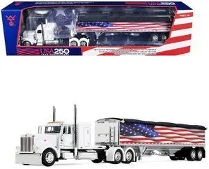 Peterbilt 389 with 48" Flat Top Sleeper and 43' Wilson Pacesetter High Side Grain Trailer 1/64 Diecast Model by DCP/First Gear Peterbilt 389 with 48" Flat Top Sleeper and 43' Wilson Pacesetter High Side Grain Trailer 1/64 Diecast Model by DCP/First Gear