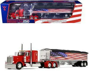 Peterbilt 389 with 48" Flat Top Sleeper and 43' Wilson Pacesetter High Side Grain Trailer 1/64 Diecast Model by DCP/First Gear Peterbilt 389 with 48" Flat Top Sleeper and 43' Wilson Pacesetter High Side Grain Trailer 1/64 Diecast Model by DCP/First Gear