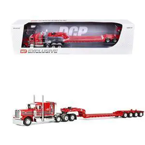 Peterbilt 379 with 63" Flat Top Sleeper & Fontaine Magnitude Trailer w/Fliptail Red w/Black 1/64 Diecast Model by DCP/First Gear Peterbilt 379 with 63" Flat Top Sleeper & Fontaine Magnitude Trailer w/Fliptail Red w/Black 1/64 Diecast Model by DCP/First Gear