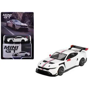 Ford Mustang GTD "Spirit of America" White with Red and Blue Stripes Limited Edition 1/64 Diecast Model Car by Mini GT Ford Mustang GTD "Spirit of America" White with Red and Blue Stripes Limited Edition 1/64 Diecast Model Car by Mini GT