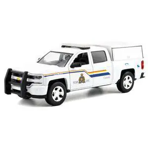 2017 Chevrolet Silverado 1500 LT Z71 Crew Cab Truck with Camper Box "RCMP" White 1/27 Diecast Model Car by Motormax 2017 Chevrolet Silverado 1500 LT Z71 Crew Cab Truck with Camper Box "RCMP" White 1/27 Diecast Model Car by Motormax