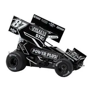 Winged Sprint Car #87 Aaron Reutzel "Power Plus" Black (2026) 1/18 Diecast Model Car by ACME Winged Sprint Car #87 Aaron Reutzel "Power Plus" Black (2026) 1/18 Diecast Model Car by ACME