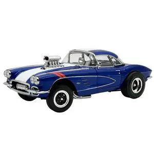 1961 Chevrolet Corvette Grand Sport Gasser Admiral Blue Metallic with White Stripe Limited Ed 1/18 Diecast Model Car by ACME 1961 Chevrolet Corvette Grand Sport Gasser Admiral Blue Metallic with White Stripe Limited Ed 1/18 Diecast Model Car by ACME