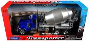 Peterbilt 379 Cement Mixer Blue Metallic with Chrome and Silver Mixer "Transporter" Series 1/32 Diecast Model by Welly Peterbilt 379 Cement Mixer Blue Metallic with Chrome and Silver Mixer "Transporter" Series 1/32 Diecast Model by Welly