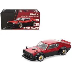 Skyline KPGC110 "Kenmeri" RHD (Right Hand Drive) Red Metallic and Black 1/64 Diecast Model Car by Pop Race Skyline KPGC110 "Kenmeri" RHD (Right Hand Drive) Red Metallic and Black 1/64 Diecast Model Car by Pop Race