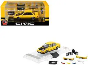 Honda Civic EF2 Custom Yellow with Alternate Parts 1/64 Diecast Model Car by BM Creations Honda Civic EF2 Custom Yellow with Alternate Parts 1/64 Diecast Model Car by BM Creations