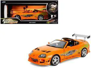 1993 Toyota Supra Orange with Graphics "25 Years of Fast & Furious" Series 1/18 Diecast Model Car by Jada 1993 Toyota Supra Orange with Graphics "25 Years of Fast & Furious" Series 1/18 Diecast Model Car by Jada