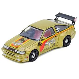 Toyota Levin (AE86) RHD #86 "Pandem Rocket Bunny" Gold Metallic with Stripes 1/64 Diecast Model Car by Inno Models Toyota Levin (AE86) RHD #86 "Pandem Rocket Bunny" Gold Metallic with Stripes 1/64 Diecast Model Car by Inno Models