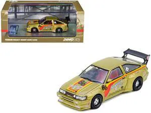 Toyota Levin (AE86) RHD #86 "Pandem Rocket Bunny" Gold Metallic with Stripes 1/64 Diecast Model Car by Inno Models Toyota Levin (AE86) RHD #86 "Pandem Rocket Bunny" Gold Metallic with Stripes 1/64 Diecast Model Car by Inno Models