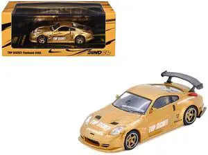 Nissan "Top Secret Thailand" 350Z RHD (Right Hand Drive) Gold Metallic with Graphics 1/64 Diecast Model Car by Inno Models Nissan "Top Secret Thailand" 350Z RHD (Right Hand Drive) Gold Metallic with Graphics 1/64 Diecast Model Car by Inno Models
