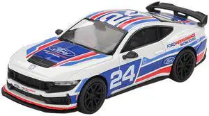 Ford Mustang Dark Horse #24 "Ford Performance Racing School" White with Red and Blue Graphics 1/64 Diecast Model Car by Mini GT Ford Mustang Dark Horse #24 "Ford Performance Racing School" White with Red and Blue Graphics 1/64 Diecast Model Car by Mini GT