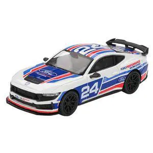 Ford Mustang Dark Horse #24 "Ford Performance Racing School" White with Red and Blue Graphics 1/64 Diecast Model Car by Mini GT Ford Mustang Dark Horse #24 "Ford Performance Racing School" White with Red and Blue Graphics 1/64 Diecast Model Car by Mini GT