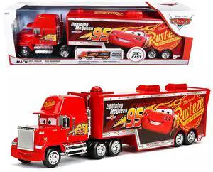 Mack Tractor Truck with Hauler Red "Disney & Pixar Cars" Movie "Hollywood Rides" Series Diecast Model Car by Jada Mack Tractor Truck with Hauler Red "Disney & Pixar Cars" Movie "Hollywood Rides" Series Diecast Model Car by Jada