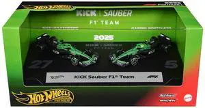 "Kick Sauber F1 Team" Formula One F1 World Championship (2025) 2 Piece Set Diecast Model Cars by Hot Wheels "Kick Sauber F1 Team" Formula One F1 World Championship (2025) 2 Piece Set Diecast Model Cars by Hot Wheels
