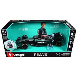 Mercedes-AMG F1 W15 E Performance #63 F1 Championship World Championship (2024) w/Figure 1/24 Diecast Model Car by Bburago Mercedes-AMG F1 W15 E Performance #63 F1 Championship World Championship (2024) w/Figure 1/24 Diecast Model Car by Bburago