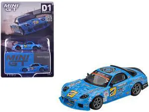 Mazda RX-7 RE-Amemiya RHD (Right Hand Drive) Blue with Graphics "D1GP" (2025) Limited Edition 1/64 Diecast Model Car by Mini GT Mazda RX-7 RE-Amemiya RHD (Right Hand Drive) Blue with Graphics "D1GP" (2025) Limited Edition 1/64 Diecast Model Car by Mini GT