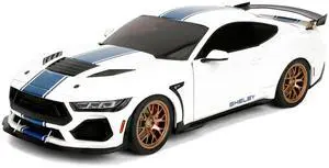 Ford Mustang Shelby Super Snake White Metallic with Blue and Gold Wheels "Pink Slips" Series 1/18 Diecast Model Car by Jada Ford Mustang Shelby Super Snake White Metallic with Blue and Gold Wheels "Pink Slips" Series 1/18 Diecast Model Car by Jada