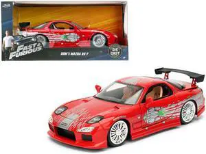 Dom's Mazda RX-7 Red with Graphics "Fast & Furious" Movie 1/24 Diecast Model Car by Jada